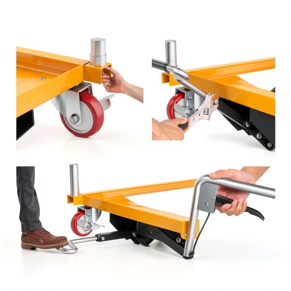 Hydraulic Lift Table Cart GarveeTech 330lb Single Scissor Yellow-3