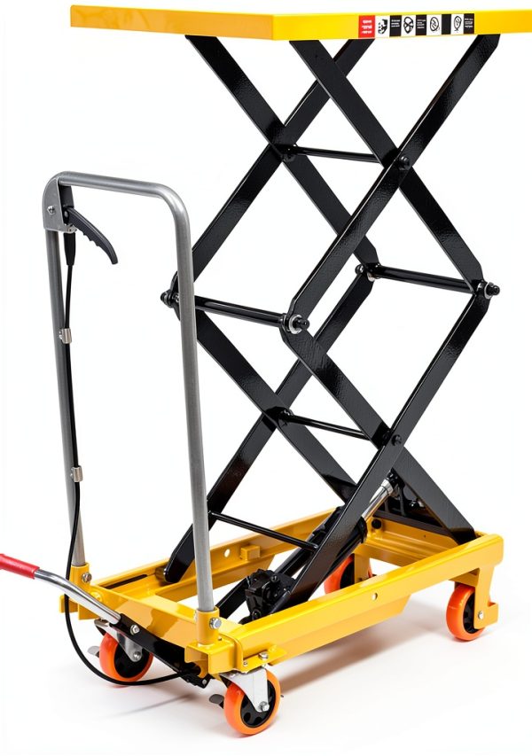 770LBS Hydraulic Lift Table Cart GOSHET 51in Height Yellow 4 Wheel-0