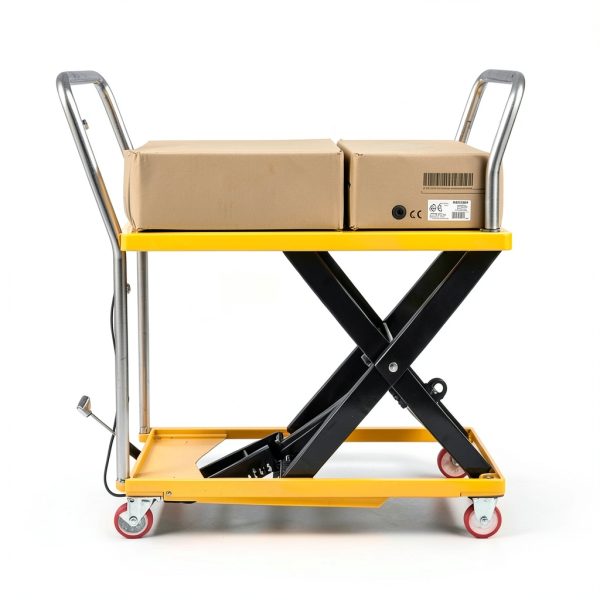 Hydraulic Lift Table Cart GarveeTech 330lb Single Scissor Yellow-5
