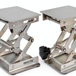 4 Pack Laser Engraver Lab Jack, 4" x 4" Stainless Steel Scissor Lift, Table Jack with Adjustable Height 50-155mm, Max Support Weight 11lbs, Sliver-0