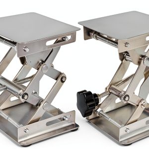 4 Pack Laser Engraver Lab Jack, 4" x 4" Stainless Steel Scissor Lift, Table Jack with Adjustable Height 50-155mm, Max Support Weight 11lbs, Sliver-0