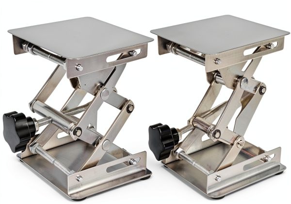 4 Pack Laser Engraver Lab Jack, 4" x 4" Stainless Steel Scissor Lift, Table Jack with Adjustable Height 50-155mm, Max Support Weight 11lbs, Sliver-0
