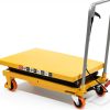 770LBS Hydraulic Lift Table Cart GOSHET 51in Height Yellow 4 Wheel-5