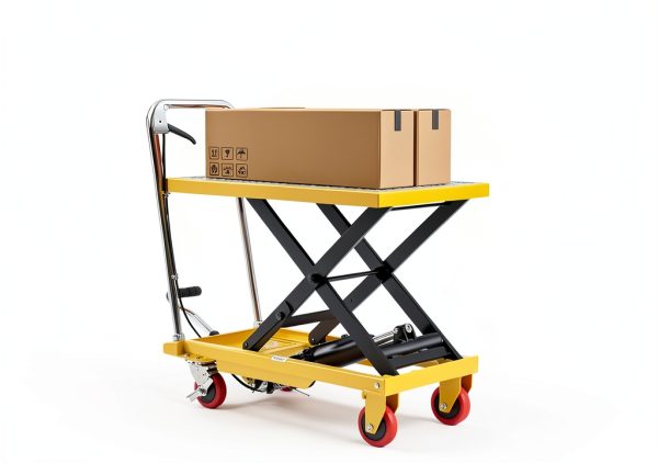 500 Lbs Hydraulic Lift Table Cart, 28.5" Lifting Height, Manual Single Scissor Lift Table with 4 Wheels and Non-Slip Pad, Hydraulic Scissor Cart for Material Handling-3