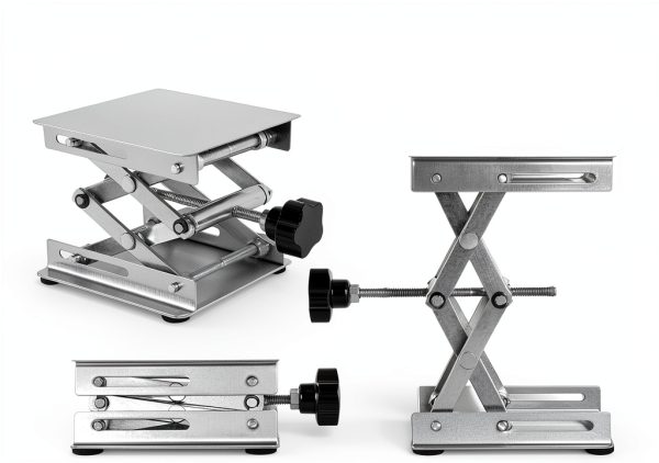 4 Pack Laser Engraver Lab Jack, 4" x 4" Stainless Steel Scissor Lift, Table Jack with Adjustable Height 50-155mm, Max Support Weight 11lbs, Sliver-5