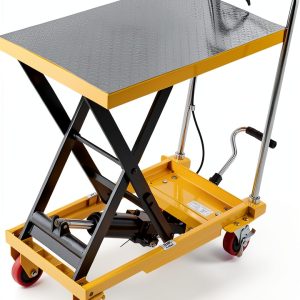 500 Lbs Hydraulic Lift Table Cart, 28.5" Lifting Height, Manual Single Scissor Lift Table with 4 Wheels and Non-Slip Pad, Hydraulic Scissor Cart for Material Handling-0