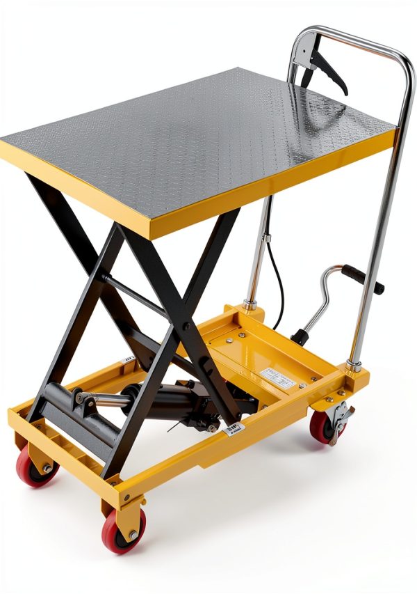 500 Lbs Hydraulic Lift Table Cart, 28.5" Lifting Height, Manual Single Scissor Lift Table with 4 Wheels and Non-Slip Pad, Hydraulic Scissor Cart for Material Handling-0