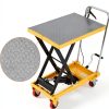 500 Lbs Hydraulic Lift Table Cart, 28.5" Lifting Height, Manual Single Scissor Lift Table with 4 Wheels and Non-Slip Pad, Hydraulic Scissor Cart for Material Handling-4