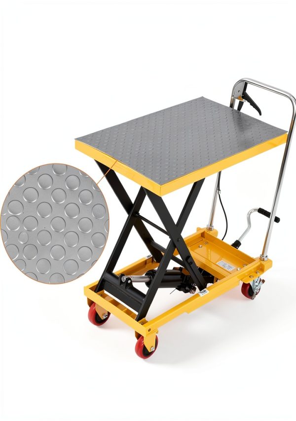 500 Lbs Hydraulic Lift Table Cart, 28.5" Lifting Height, Manual Single Scissor Lift Table with 4 Wheels and Non-Slip Pad, Hydraulic Scissor Cart for Material Handling-4