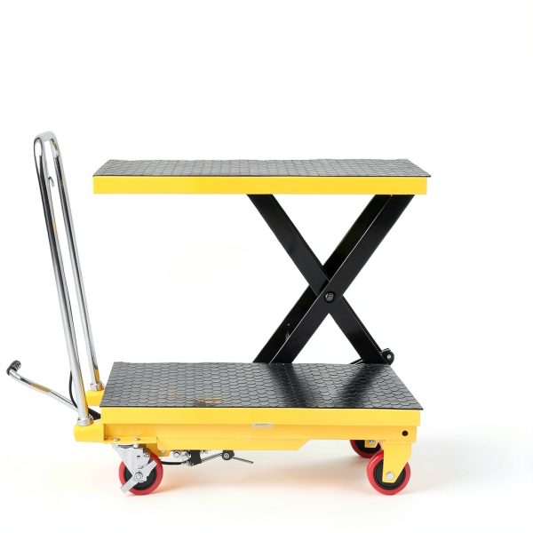 500 Lbs Hydraulic Lift Table Cart, 28.5" Lifting Height, Manual Single Scissor Lift Table with 4 Wheels and Non-Slip Pad, Hydraulic Scissor Cart for Material Handling-2