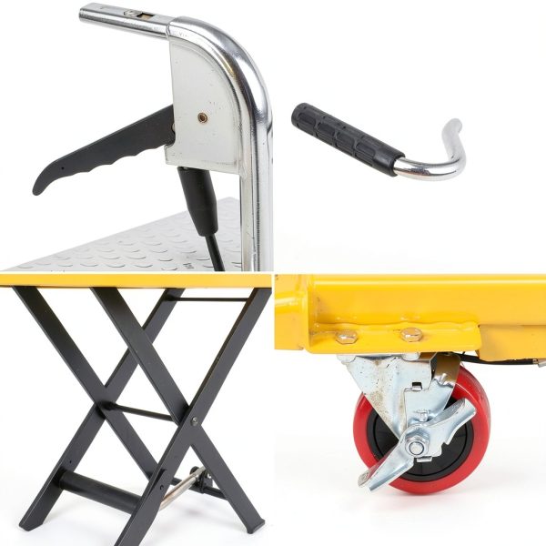 500 Lbs Hydraulic Lift Table Cart, 28.5" Lifting Height, Manual Single Scissor Lift Table with 4 Wheels and Non-Slip Pad, Hydraulic Scissor Cart for Material Handling-5