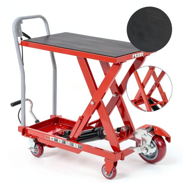 Heavy Duty Hydraulic Lift Table Cart 500LB Capacity by Garvee Red-2
