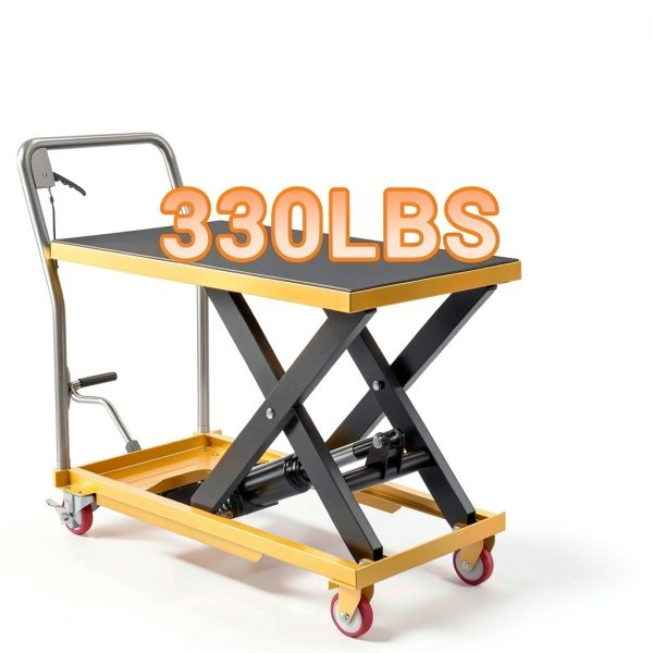 Hydraulic Lift Table Cart GarveeTech 330lb Single Scissor Yellow-1