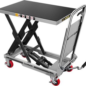 Hydraulic Lift Table Cart, 500lbs Capacity, 28.5" Lifting Height, Single Scissor Lift with Non-Slip Pad & Safety Guard Foldable Handle for Material Handling and Transportation, Gray-0