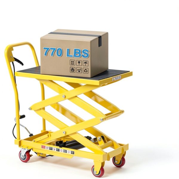 Heavy Duty Hydraulic Lift Table 770LB Double Scissor Yellow Garvee-1