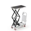 Hydraulic Lift Table Cart, 330lbs Capacity 49.6" Lifting Height, Double Scissor Lift Table with Non-Slip Pad & Safety Guard for Material Handling & Transportation, Gray-6