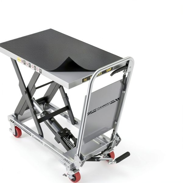Hydraulic Lift Table Cart, 500lbs Capacity, 28.5" Lifting Height, Single Scissor Lift with Non-Slip Pad & Safety Guard Foldable Handle for Material Handling and Transportation, Gray-6
