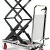 Hydraulic Lift Table Cart, 330lbs Capacity 49.6" Lifting Height, Double Scissor Lift Table with Non-Slip Pad & Safety Guard for Material Handling & Transportation, Gray-0