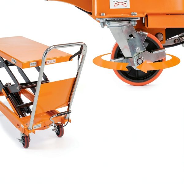T Tory Carrier Hydraulic Manual Scissor Lift Table Cart, 770 lbs Capacity 51.2" Lifting Height, 4 Wheels Lift Table and Safety Back Guard for Material Handling-3
