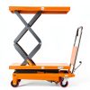 T Tory Carrier Hydraulic Manual Scissor Lift Table Cart, 770 lbs Capacity 51.2" Lifting Height, 4 Wheels Lift Table and Safety Back Guard for Material Handling-1
