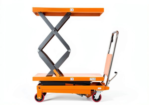 T Tory Carrier Hydraulic Manual Scissor Lift Table Cart, 770 lbs Capacity 51.2" Lifting Height, 4 Wheels Lift Table and Safety Back Guard for Material Handling-1