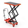 Garvee Manual Hydraulic Scissor Lift Table, 330lbs Capacity Double Scissor Industrial Cart with 4 Wheels, Anti-Slip Platform, 50" Max Height Adjustable Mobile Elevating Cart, Orange-6