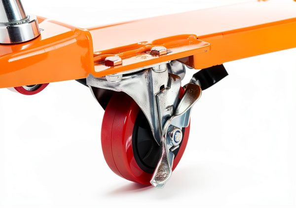 Garvee Manual Hydraulic Scissor Lift Table, 330lbs Capacity Double Scissor Industrial Cart with 4 Wheels, Anti-Slip Platform, 50" Max Height Adjustable Mobile Elevating Cart, Orange-3