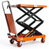 T Tory Carrier Hydraulic Manual Scissor Lift Table Cart, 770 lbs Capacity 51.2" Lifting Height, 4 Wheels Lift Table and Safety Back Guard for Material Handling-0