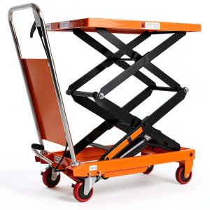 T Tory Carrier Hydraulic Manual Scissor Lift Table Cart, 770 lbs Capacity 51.2" Lifting Height, 4 Wheels Lift Table and Safety Back Guard for Material Handling-0