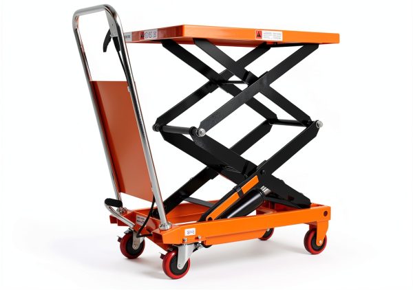 T Tory Carrier Hydraulic Manual Scissor Lift Table Cart, 770 lbs Capacity 51.2" Lifting Height, 4 Wheels Lift Table and Safety Back Guard for Material Handling-0