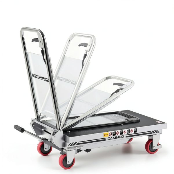 Hydraulic Lift Table Cart, 500lbs Capacity, 28.5" Lifting Height, Single Scissor Lift with Non-Slip Pad & Safety Guard Foldable Handle for Material Handling and Transportation, Gray-2