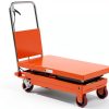 T Tory Carrier Hydraulic Manual Scissor Lift Table Cart, 770 lbs Capacity 51.2" Lifting Height, 4 Wheels Lift Table and Safety Back Guard for Material Handling-2