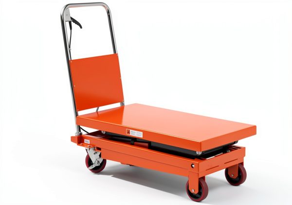 T Tory Carrier Hydraulic Manual Scissor Lift Table Cart, 770 lbs Capacity 51.2" Lifting Height, 4 Wheels Lift Table and Safety Back Guard for Material Handling-2
