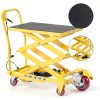 Heavy Duty Hydraulic Lift Table 770LB Double Scissor Yellow Garvee-2