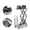 Hydraulic Lift Table Cart, 330lbs Capacity 49.6" Lifting Height, Double Scissor Lift Table with Non-Slip Pad & Safety Guard for Material Handling & Transportation, Gray-2