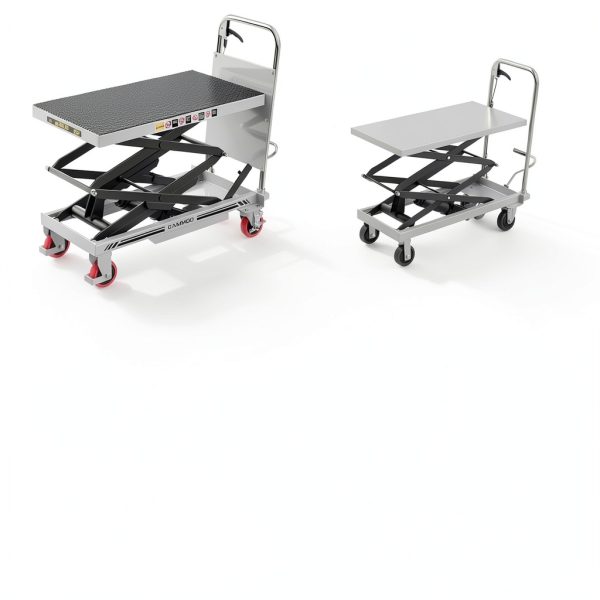 Hydraulic Lift Table Cart, 330lbs Capacity 49.6" Lifting Height, Double Scissor Lift Table with Non-Slip Pad & Safety Guard for Material Handling & Transportation, Gray-1