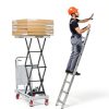 Hydraulic Lift Table Cart, 330lbs Capacity 49.6" Lifting Height, Double Scissor Lift Table with Non-Slip Pad & Safety Guard for Material Handling & Transportation, Gray-7