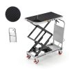 Hydraulic Lift Table Cart, 330lbs Capacity 49.6" Lifting Height, Double Scissor Lift Table with Non-Slip Pad & Safety Guard for Material Handling & Transportation, Gray-4