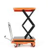 Garvee Manual Hydraulic Scissor Lift Table, 330lbs Capacity Double Scissor Industrial Cart with 4 Wheels, Anti-Slip Platform, 50" Max Height Adjustable Mobile Elevating Cart, Orange-4