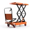 T Tory Carrier Hydraulic Manual Scissor Lift Table Cart, 770 lbs Capacity 51.2" Lifting Height, 4 Wheels Lift Table and Safety Back Guard for Material Handling-6