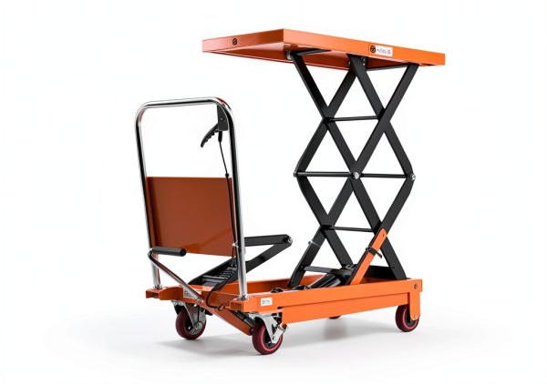 T Tory Carrier Hydraulic Manual Scissor Lift Table Cart, 770 lbs Capacity 51.2" Lifting Height, 4 Wheels Lift Table and Safety Back Guard for Material Handling-6