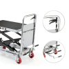 Hydraulic Lift Table Cart, 330lbs Capacity 49.6" Lifting Height, Double Scissor Lift Table with Non-Slip Pad & Safety Guard for Material Handling & Transportation, Gray-3